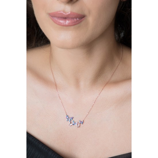 Butterfly Flock Necklace - Genuine Silver 925