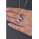Violet Butterfly Necklace - Genuine Silver 925