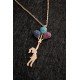 Balloon Girl Necklace - 925 Silver - Plated Gold